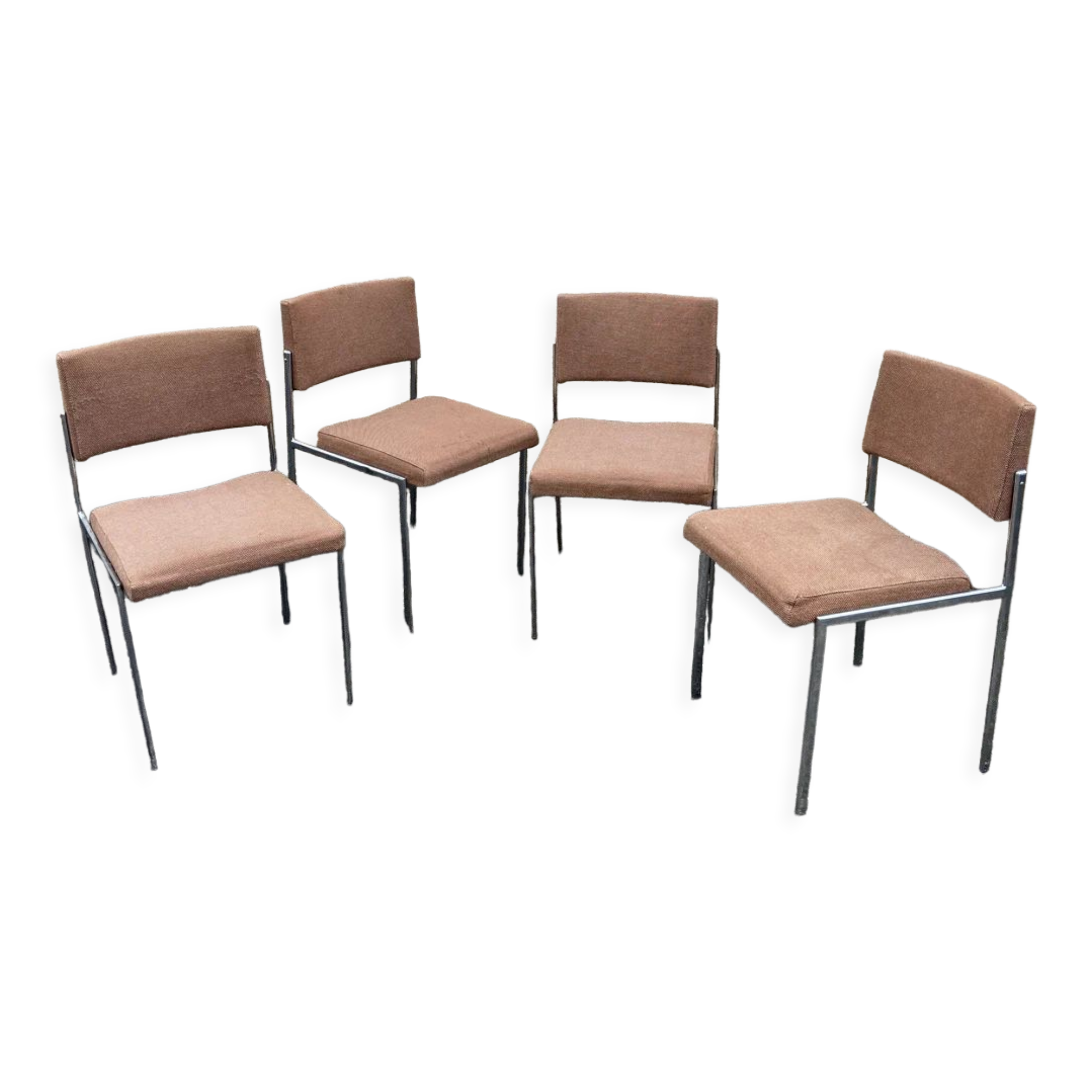 Set of 4 chromed metal chairs