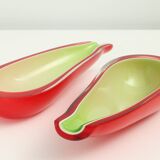 Pair of Fratelli Toso bowls in the shape of an aubergine, Murano, Italy, 1950s.