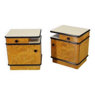 Paire de tables de chevet en finition bouleau, années 1950, Tchécoslovaquie