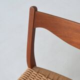 Arne Wahl Iversen set of six dining chairs in teak Glyngore Denmark 1960