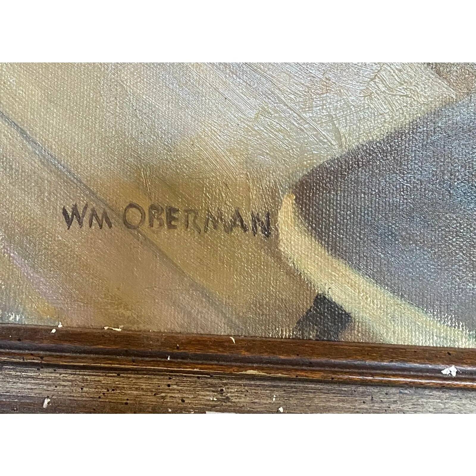 Oil Painting of a Sitting Nude Woman, Framed