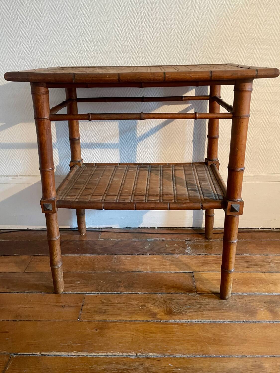 Colonial era bamboo imitation wood side table
