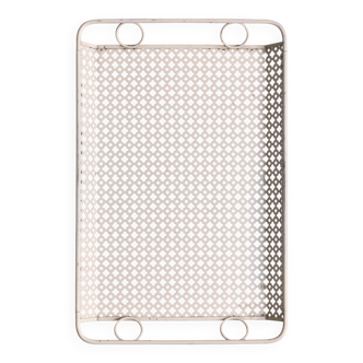 Perforated white metal tray, Mathieu Matégot, 1950s