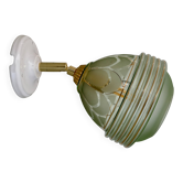 Vintage art deco tulip wall lamp in green and gold glass