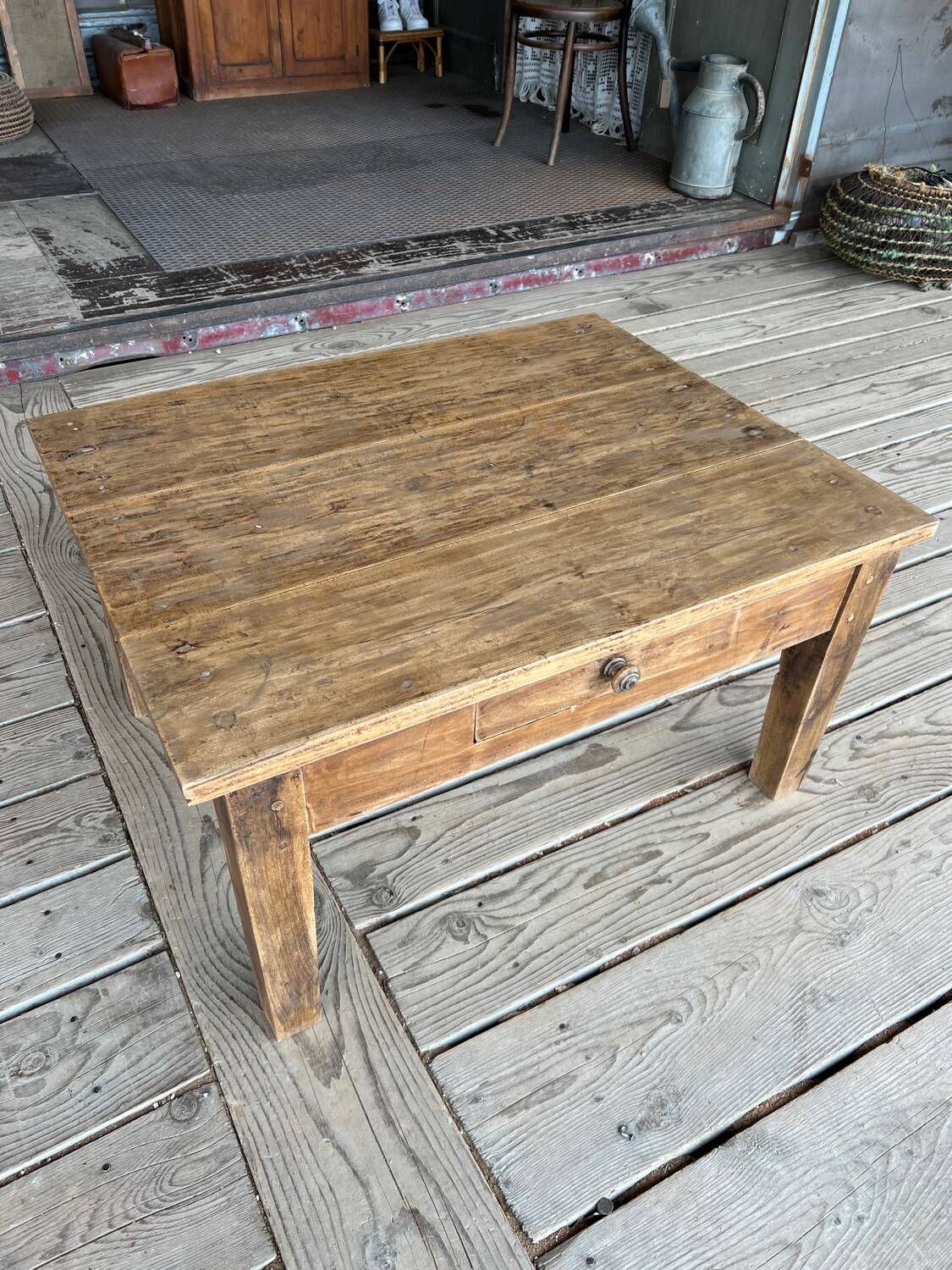 Raw wood coffee table