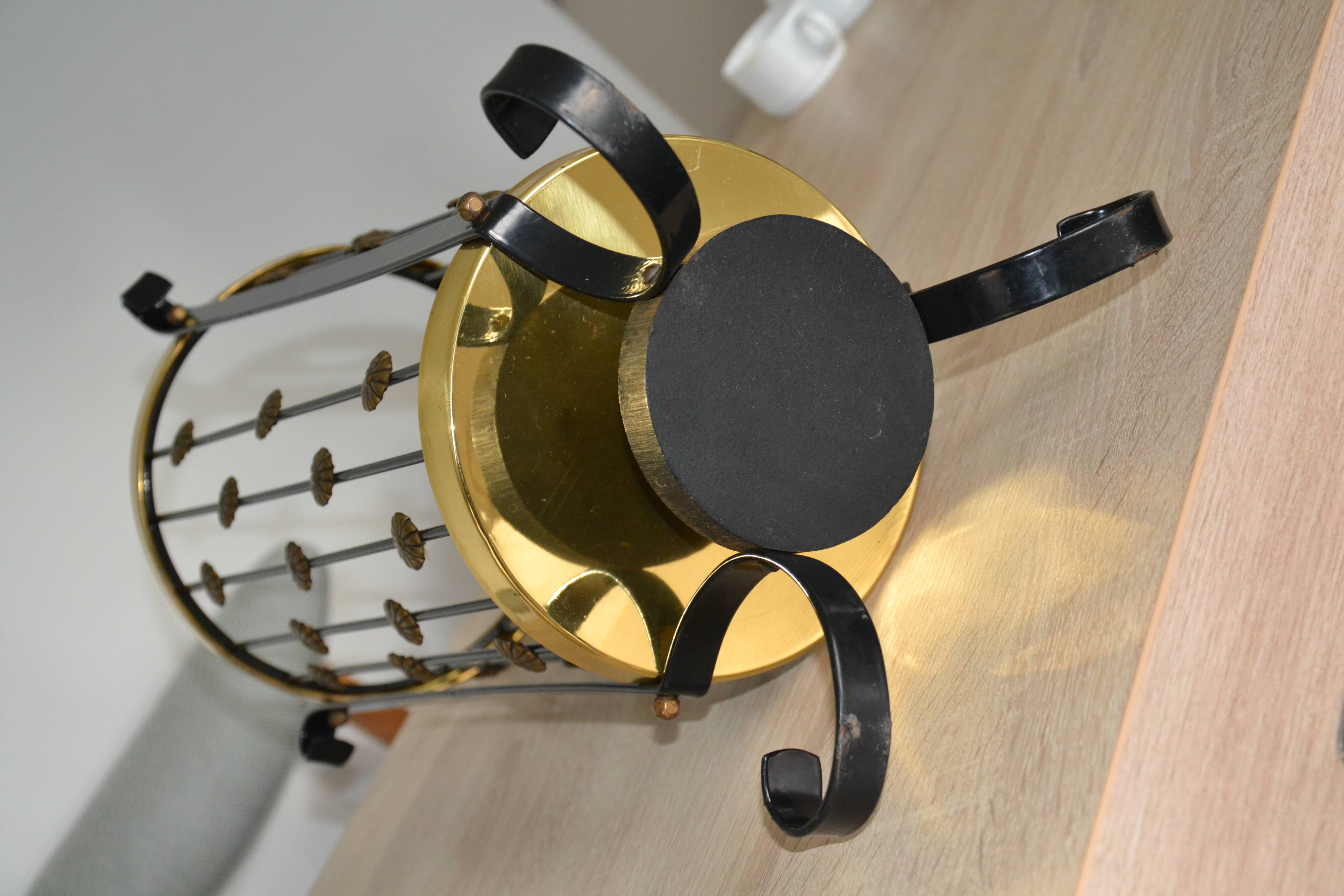 Metal, copper and brass Art Deco umbrella/plant stand.