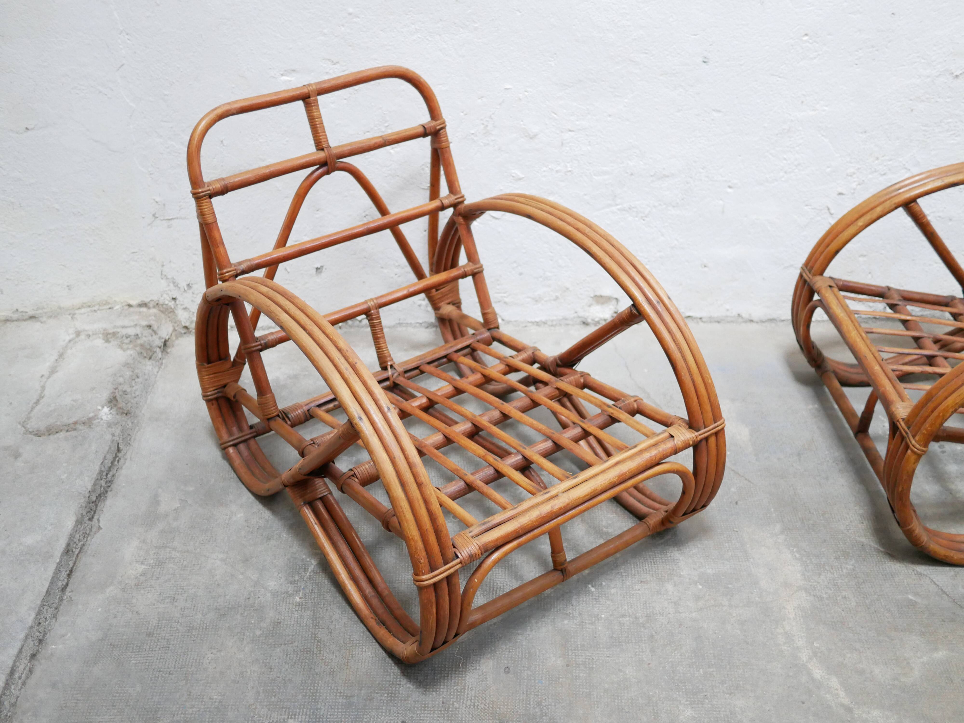 Vintage rattan pretzel armchair