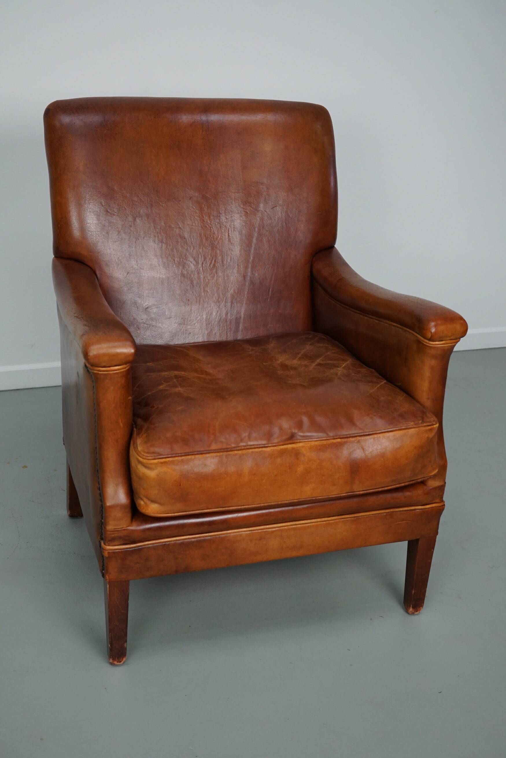 Vintage Dutch Cognac Colored Leather Club Chair