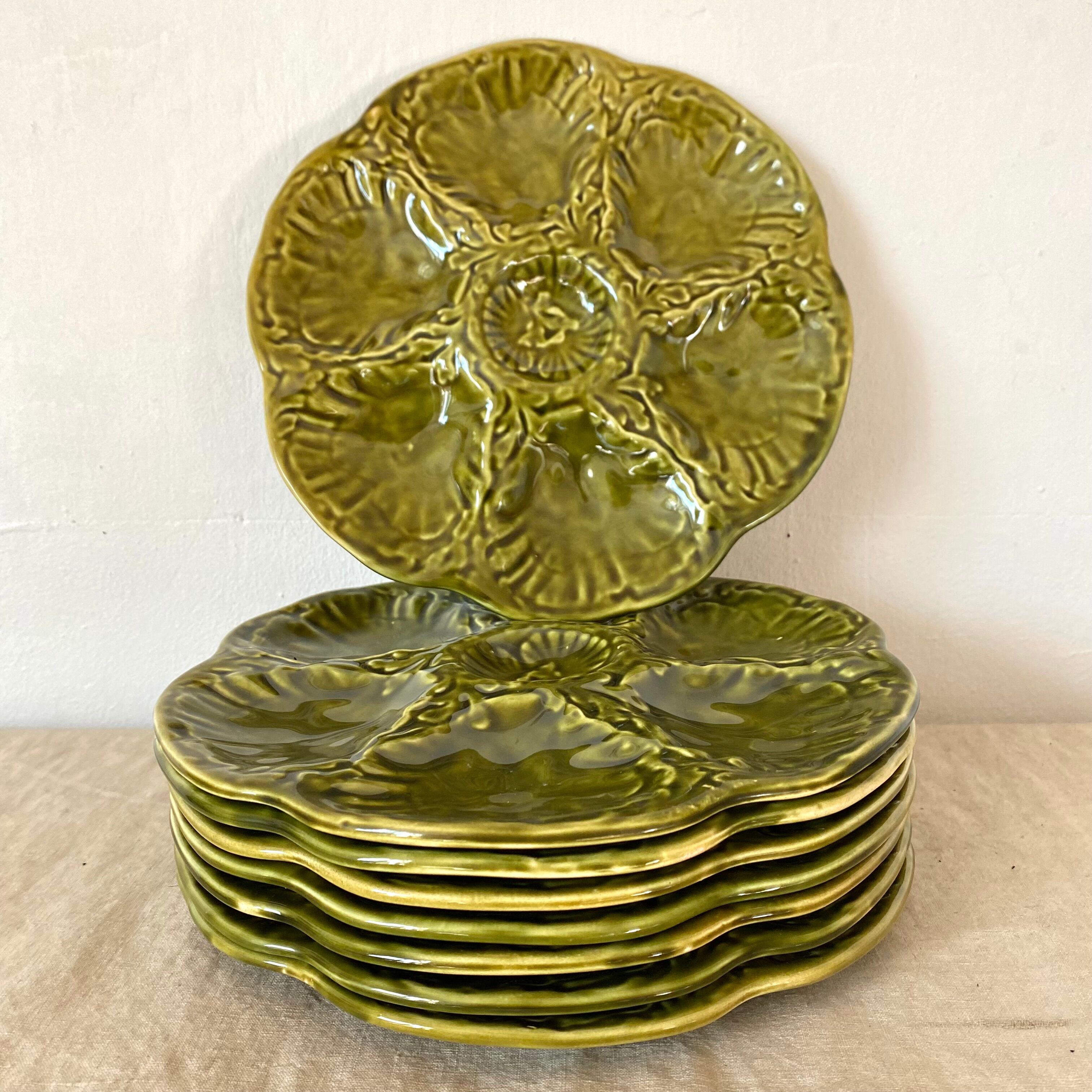 Vintage ceramic oyster plates from Gien