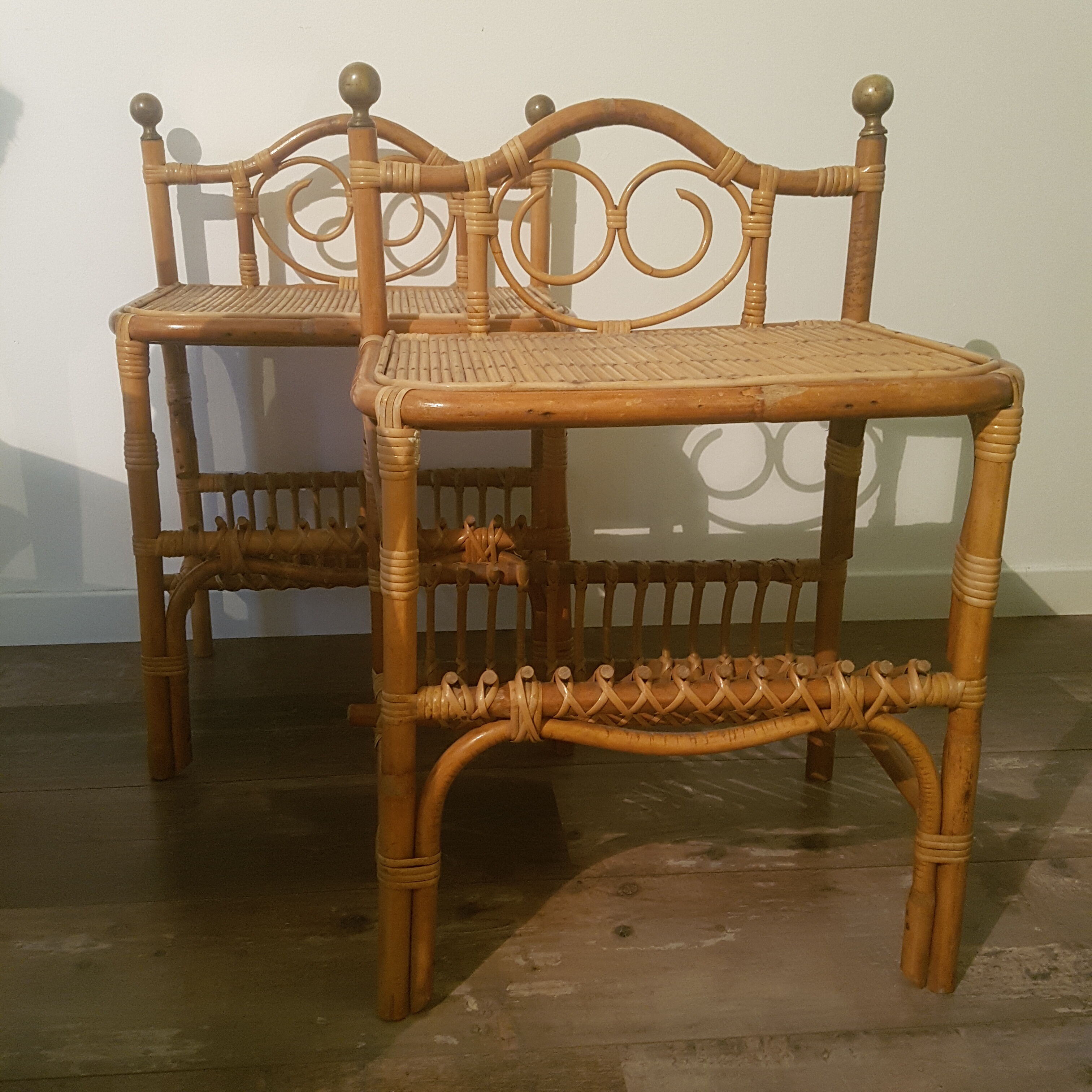 Vintage rattan bedside table