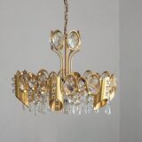 Hollywood Regency Brass & Crystal Glass Ceiling Lamp from Palwa