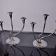 Pair of art deco candlesticks in stainless steel 3 flames, Spain, 1970