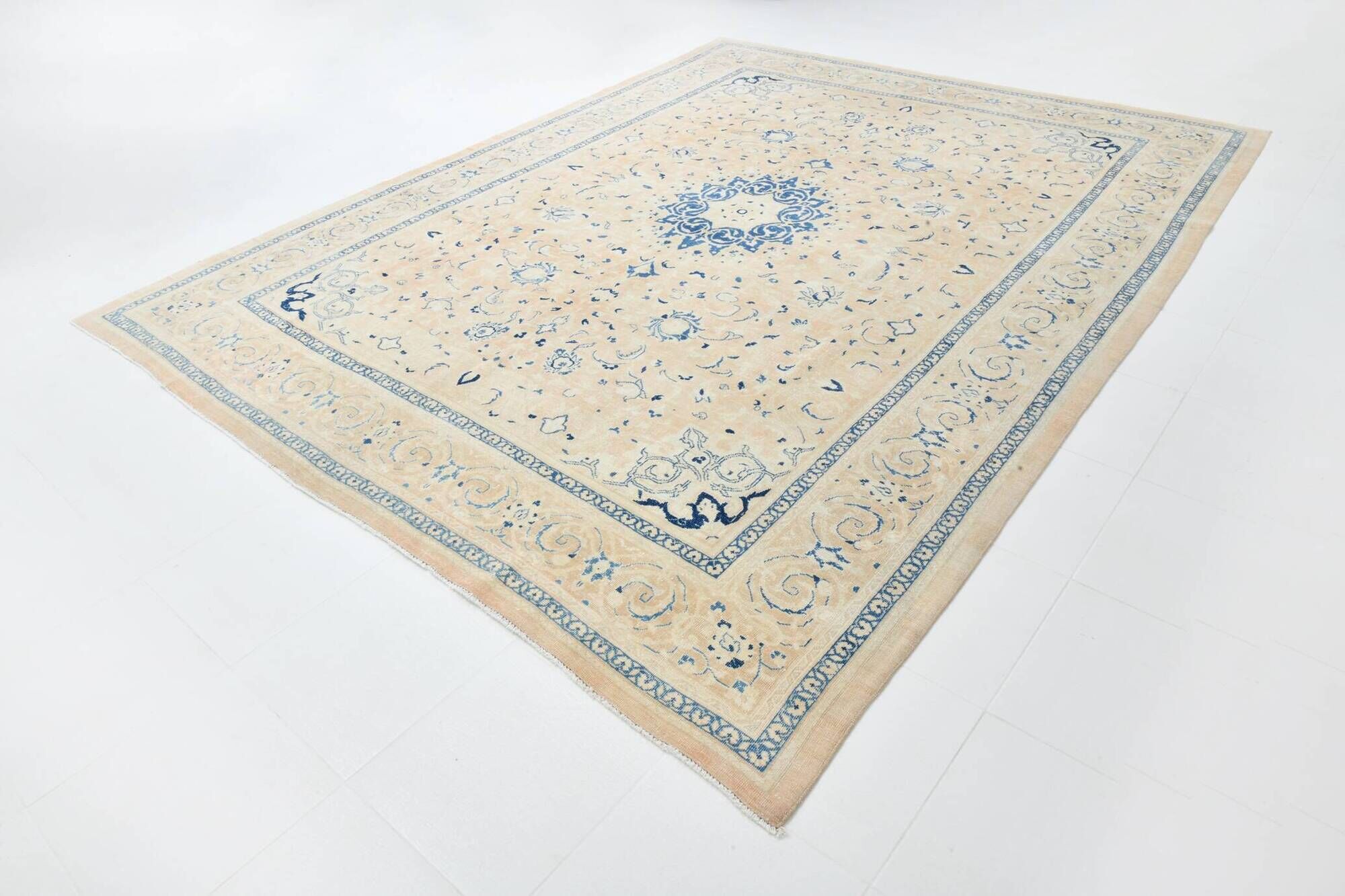 9x12 Salmon Pink Blue Classic Antique 56s Persian Rug, 289x376Cm