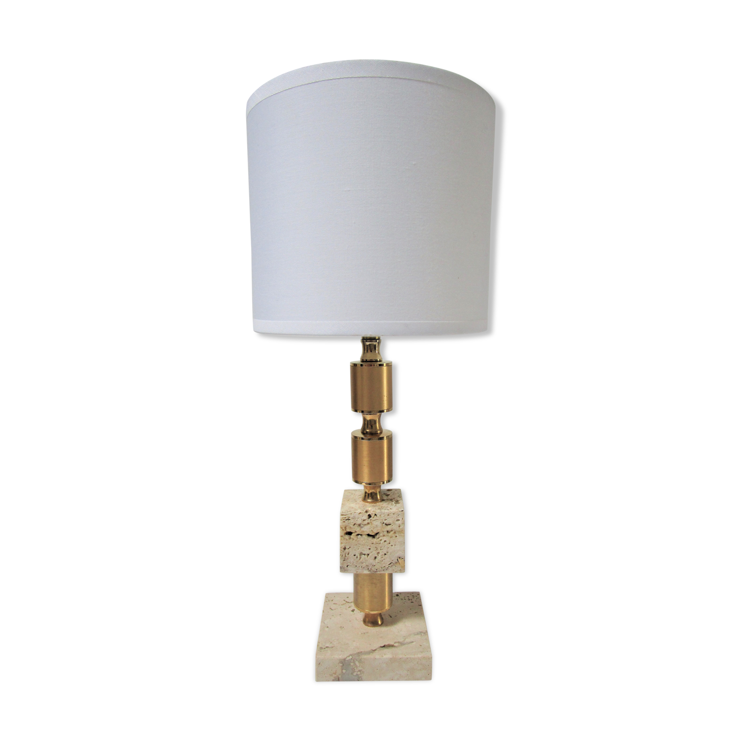 Travertine lamp and  gilded steel 70