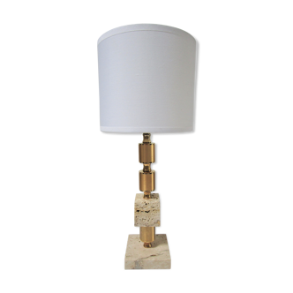 Travertine lamp and  gilded steel 70