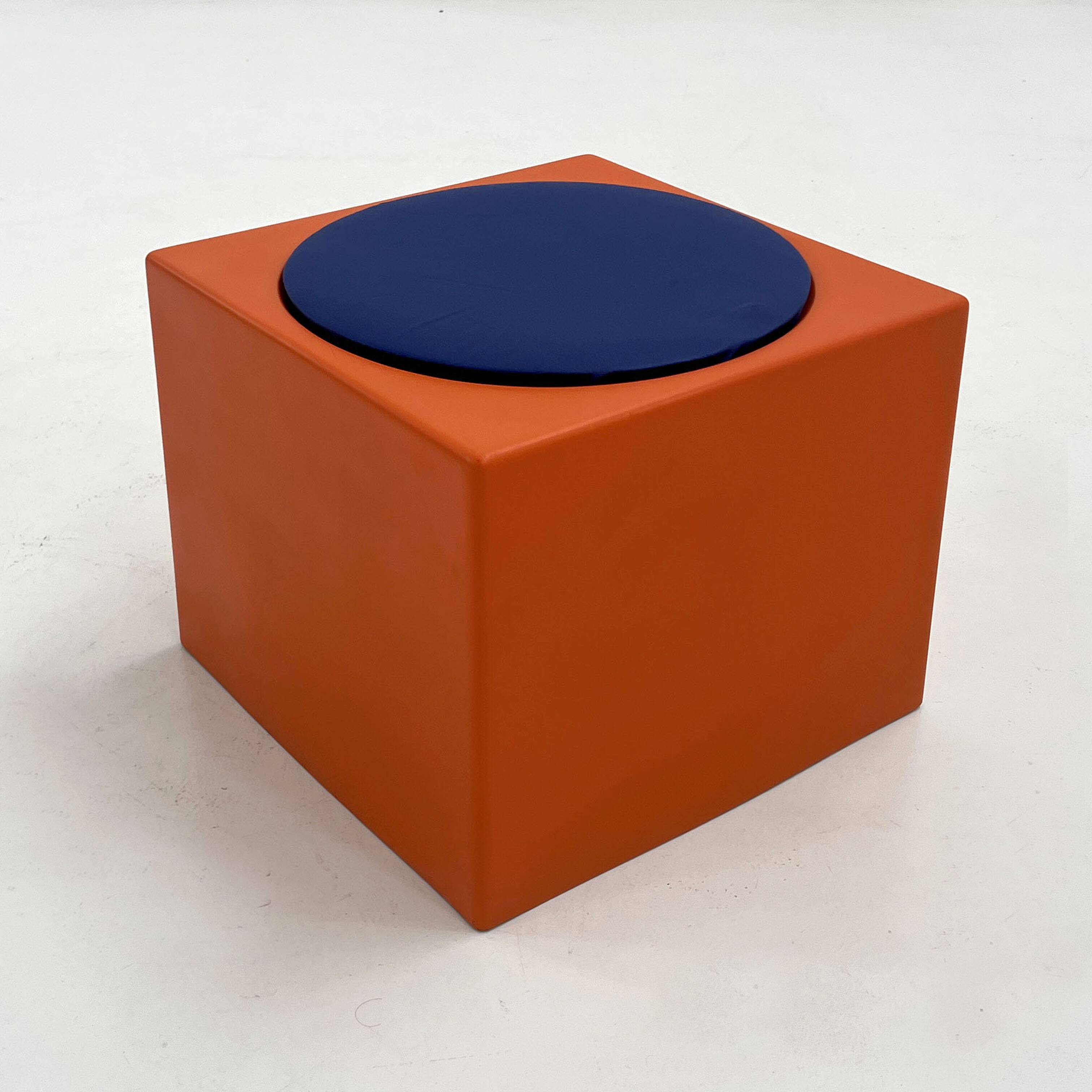 Orange and blue stool Il Kubile by MIM Roma, 1970