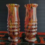 Vases Art déco en verre irisé de Bohême