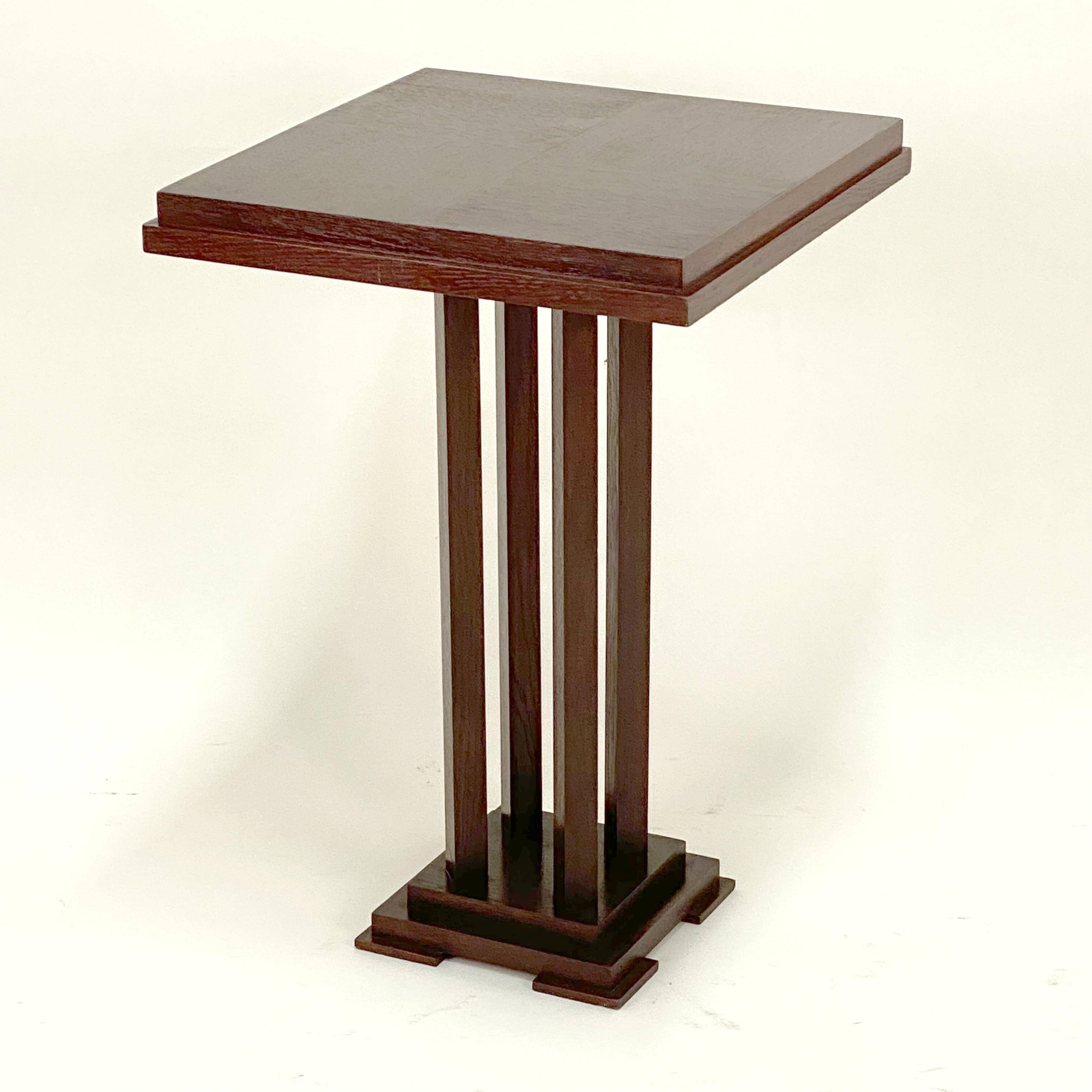 Antique - Square Guéridon Table - Art Deco Style - Oak
