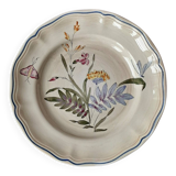 Fluted plate Longchamp, decorated with dragonflies and flowers.