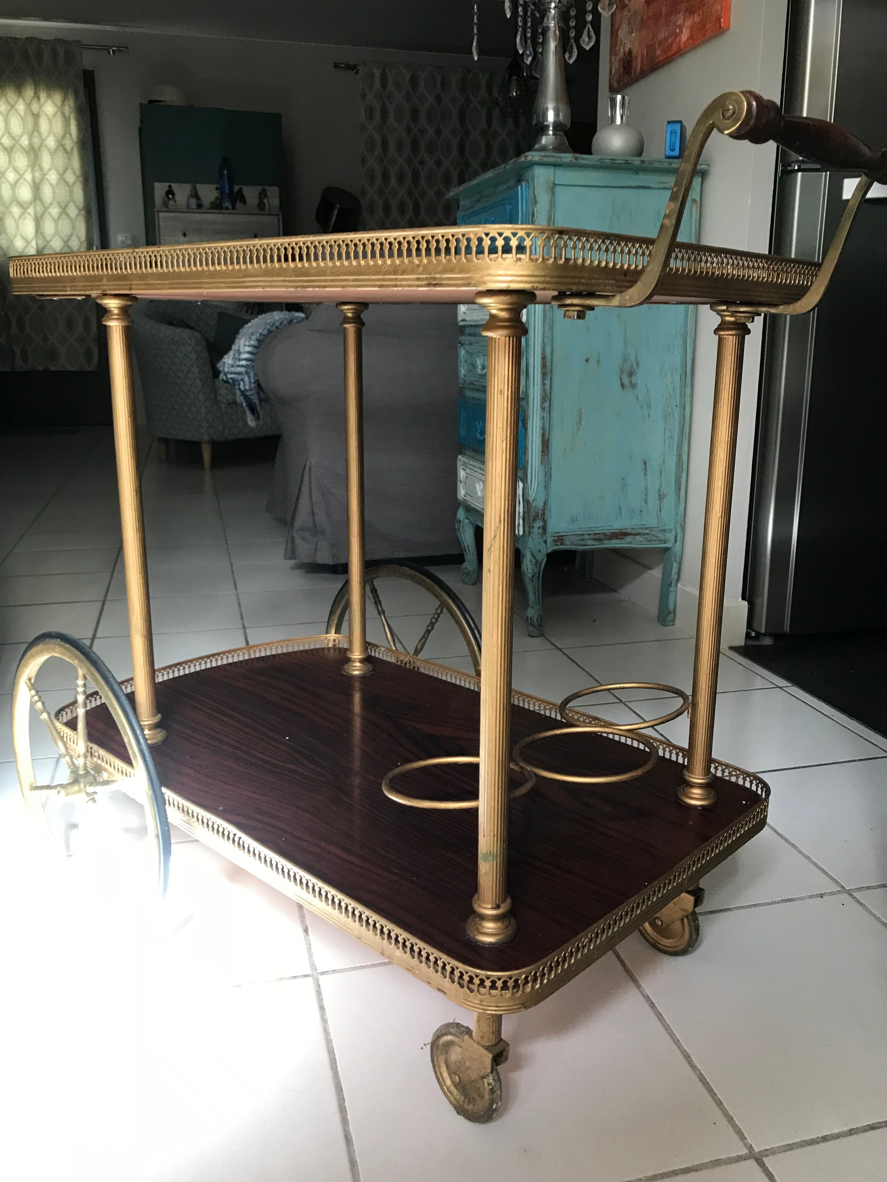 Rolling service wood and brass