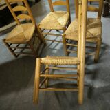 Set of 4 low straw chairs circa 1940