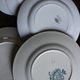 6 mismatched flat plates pairs Terre de Fer Marsac Flowers Digoin