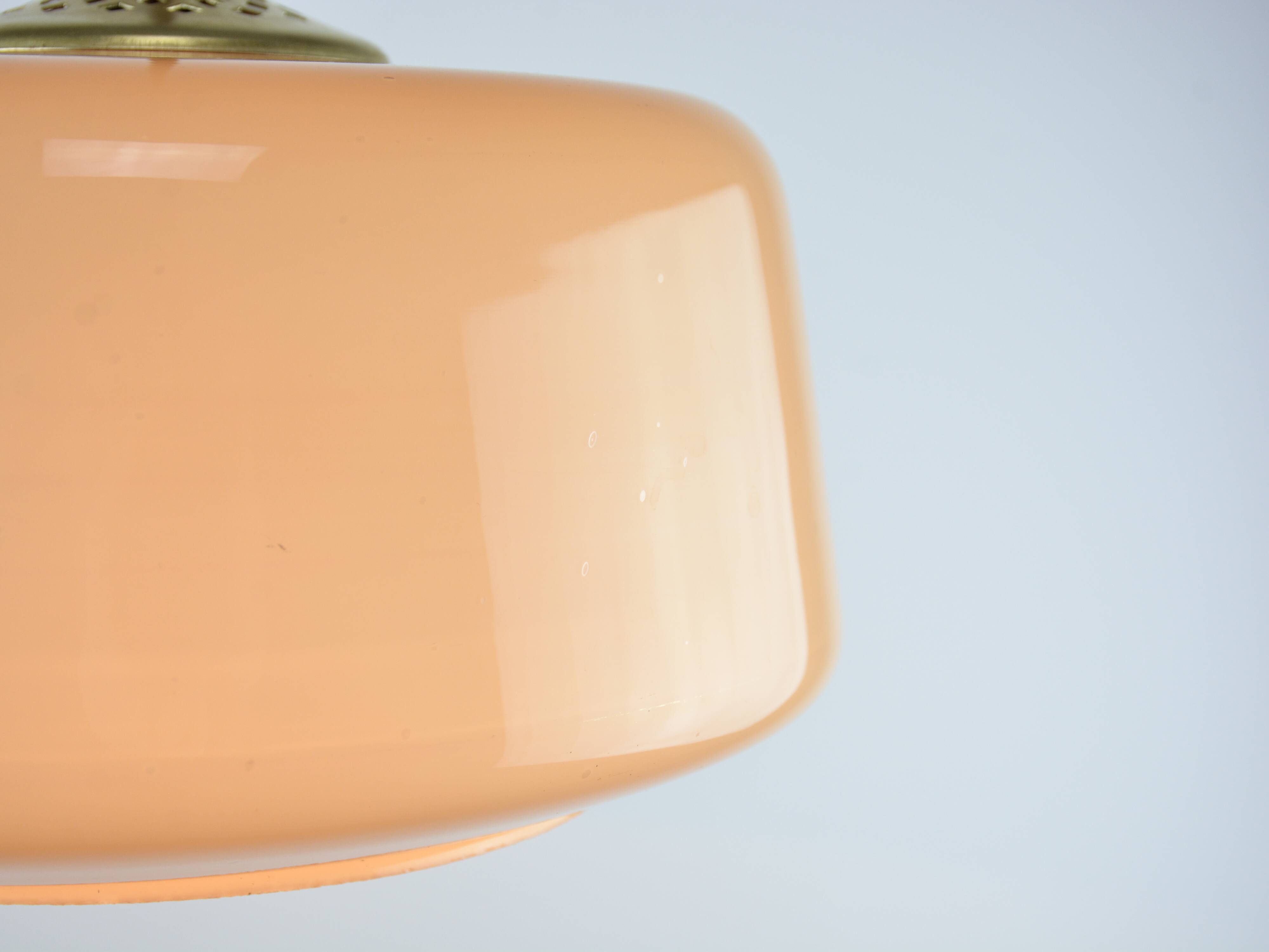 Lampe à suspension vintage en verre marron et laiton