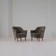 Samspel lounge chairs in sheepskin/mouton modernist mid-century by Carl Malmsten.