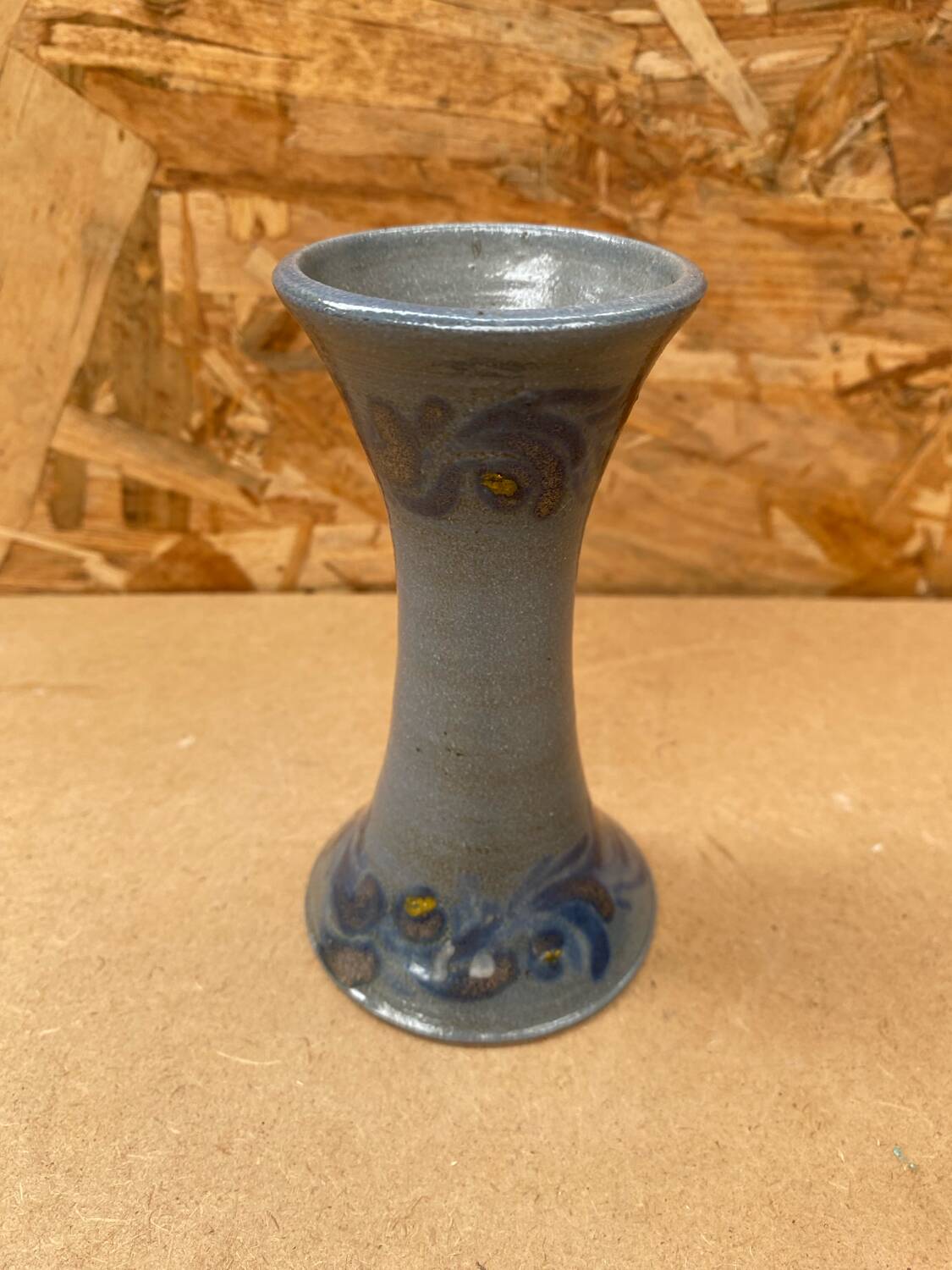 Old vase soliflore betschdorf remmy fils blue stoneware vintage flower decor