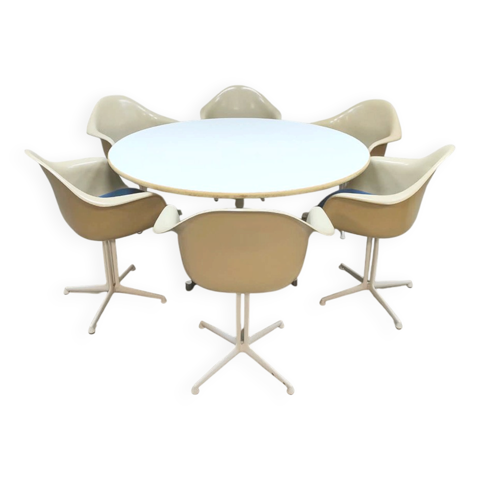 Ensemble de salle à manger de chaises en fibre de verre vintage La Fonda Charles & Ray Eames Herman Miller