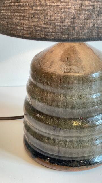 Vintage handmade stoneware geometric lamp