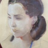 Lucien-Victor Guirand de Scevola (1871-1950) Portrait of a Young Woman, 1928 pastel, oval