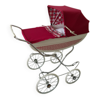 Restored vintage doll's pram, Liberty style fabric, 70s