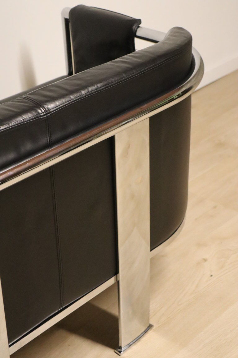 Vintage sofa in synthetic leather and chrome metal, 1970s