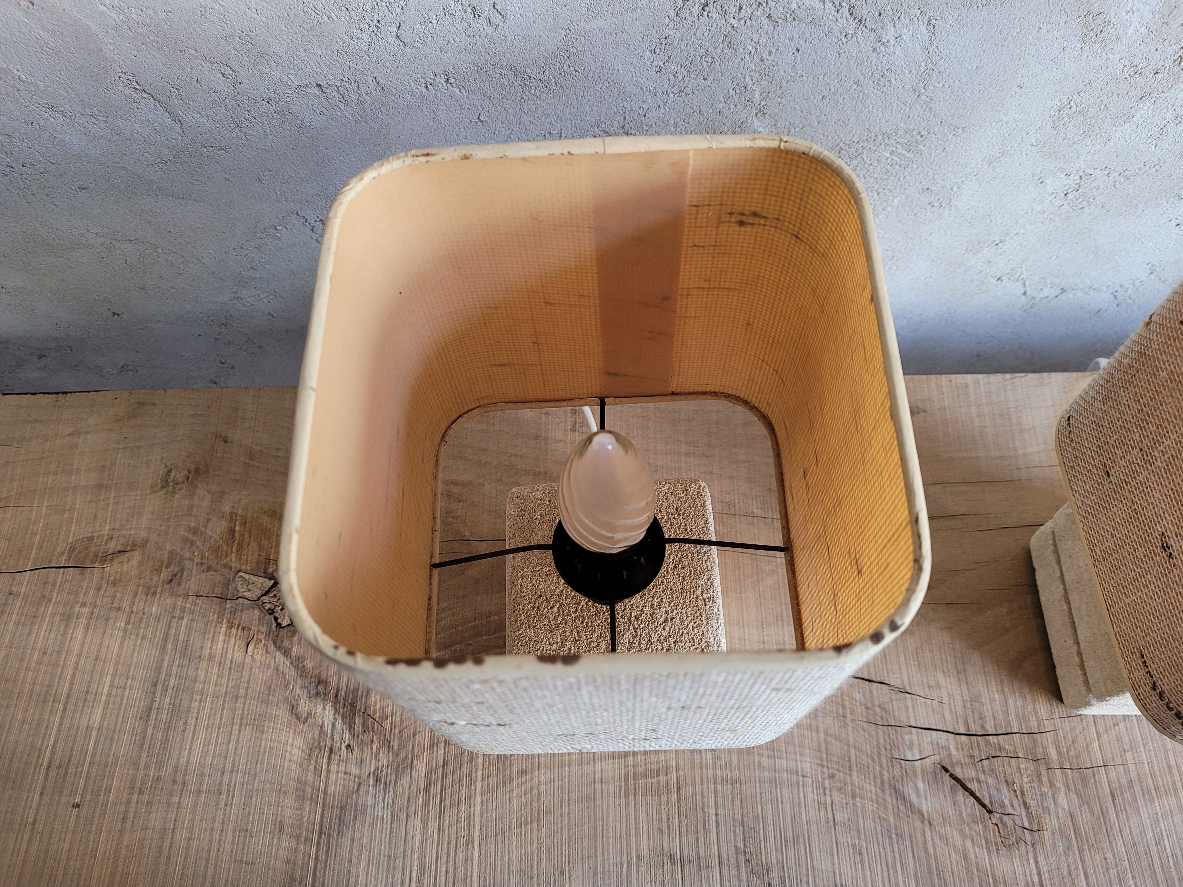 Paire de lampes en pierre années 60