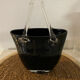 Basket Vase "Handbag" in Blown Glass – Black & Transparent