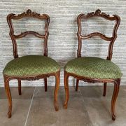 Pair of 19th century Louis XV style chairs, Napoleon III period in walnut