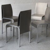 Set of 6 dining chairs in bent aluminum, 1980’s