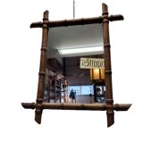Vintage French Faux Bamboo Mirror, 1930s