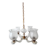 Lustre 3 feux vintage style florentin/Holywood Regency, années 70 revival 1