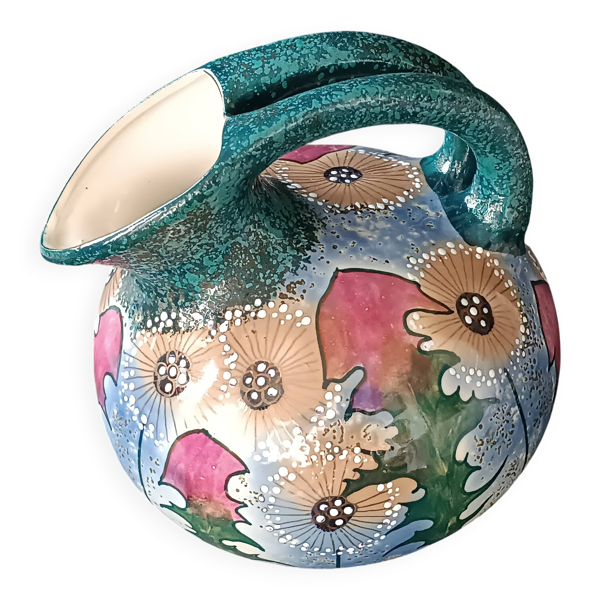 Pichet, vase en porcelaine irisée décor pissenlits Amphora Tchécoslovaquie 1920
