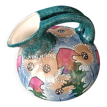 Pichet, vase en porcelaine irisée décor pissenlits Amphora Tchécoslovaquie 1920