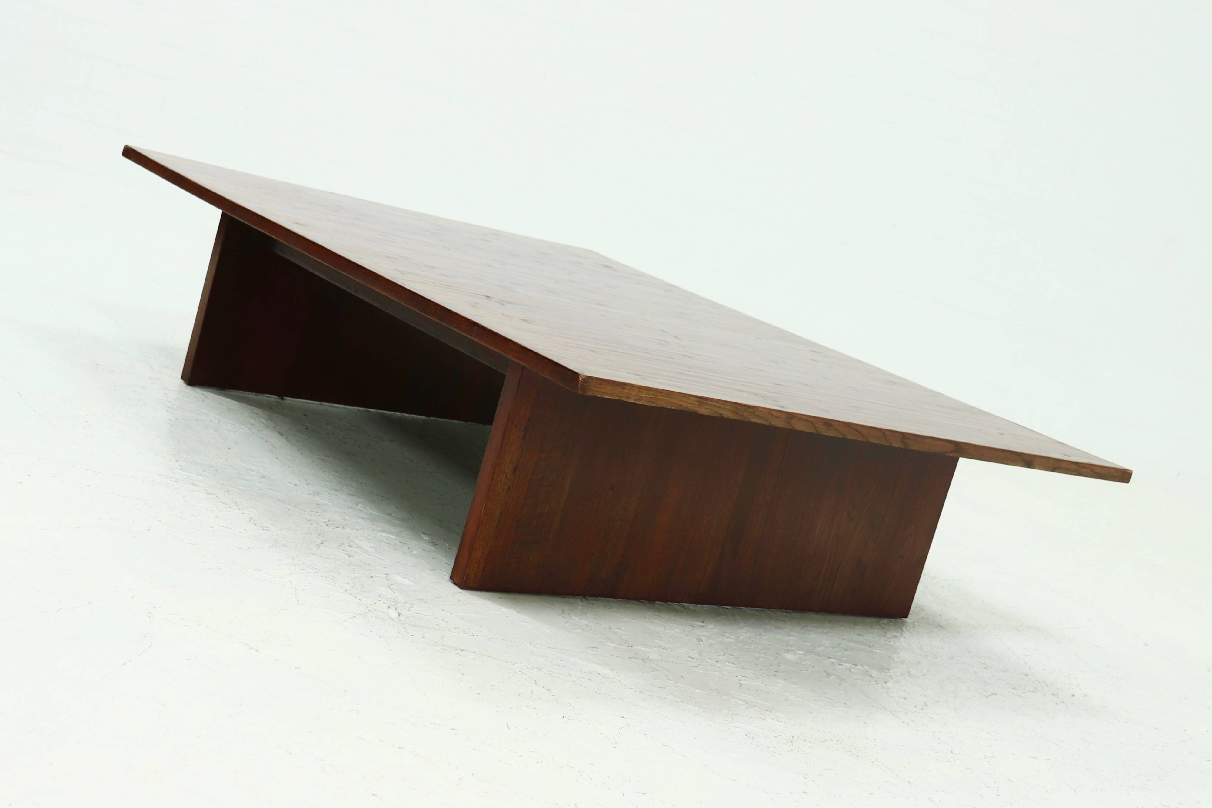 Large Bamboo and Wood Coffee Table Attributed to Axel Vervoordt 1980s