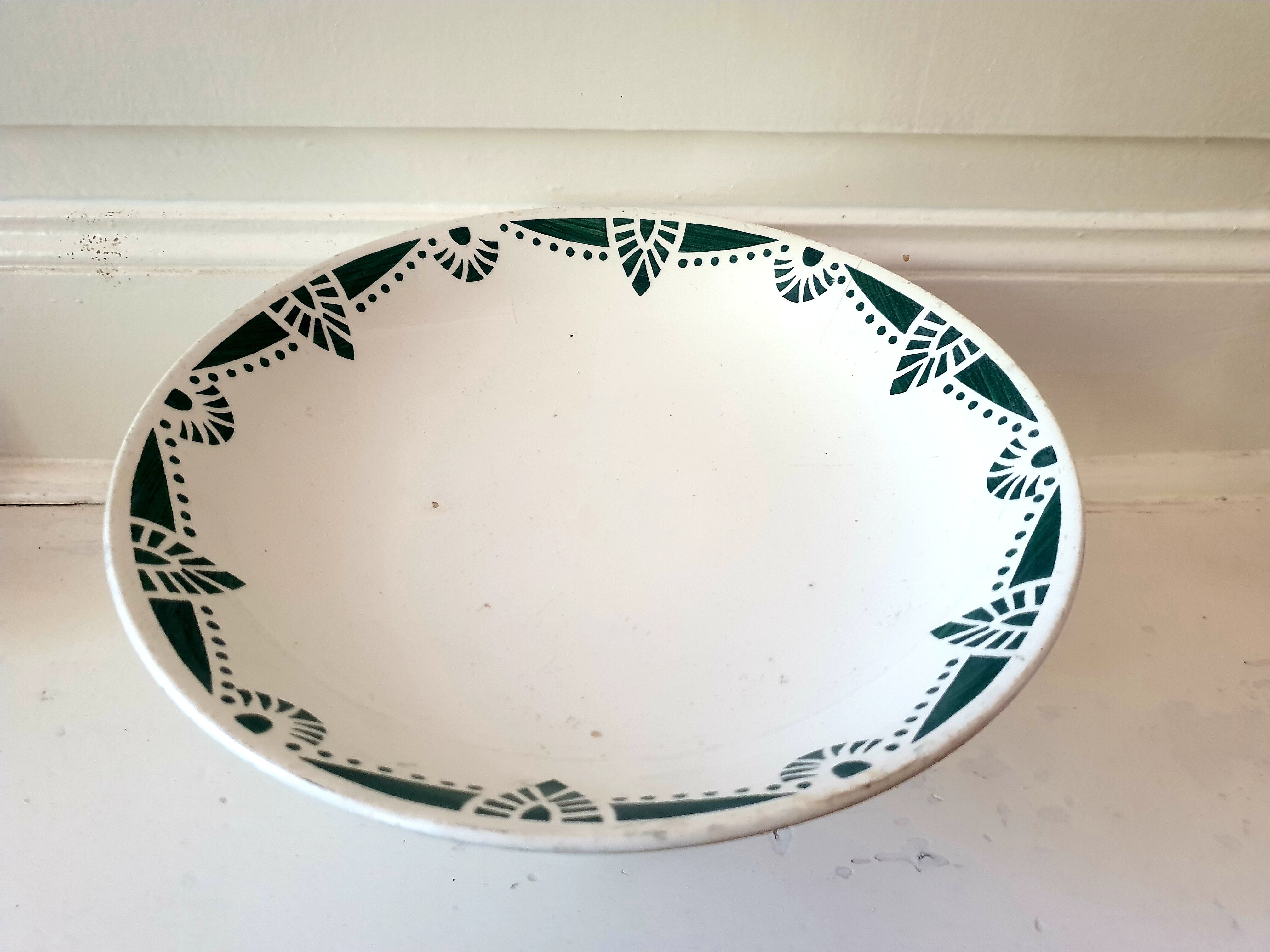 Compotier Longwy green pattern
