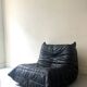 Black leather Togo armchair by M. Ducaroy for Ligne Roset