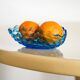 Vintage light blue decorative plate in glass - Italy, 1960s
