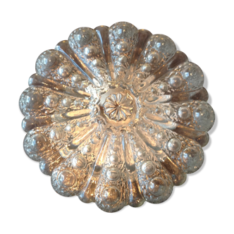 Round ceiling lamp in bubbled glass vintage 60s-70s