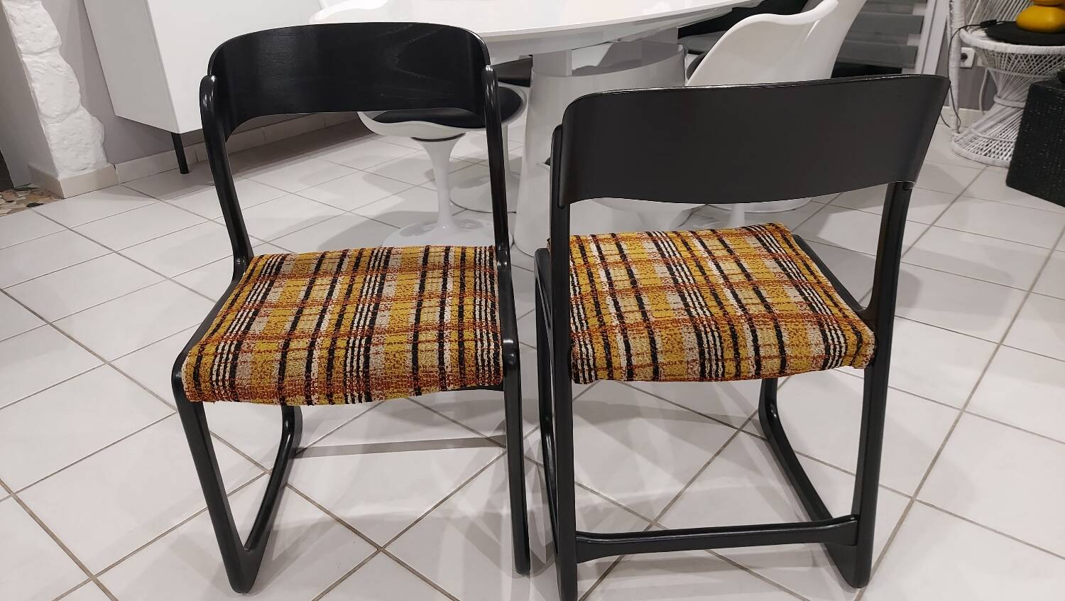 Pair of Baumann Sleigh model chairs, 1970