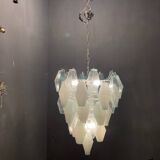 Large Polygon White Murano Glass Chandelier 1980’s