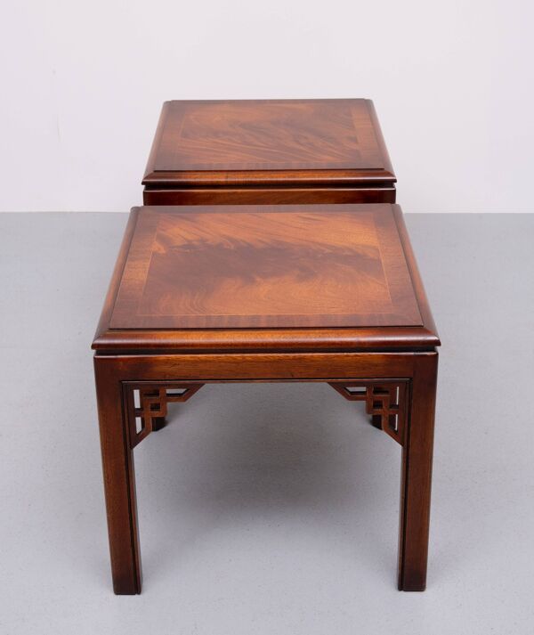 Paire de tables basses Drexel Chippendale en acajou, années 1970, États-Unis